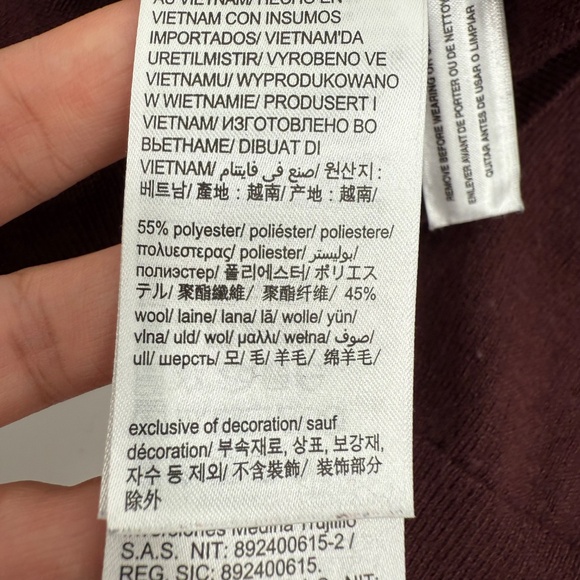 Calvin Klein Sweater Women XL Burgundy V Neck Collar Wool Blend Pullover Knit - Picture 8 of 12